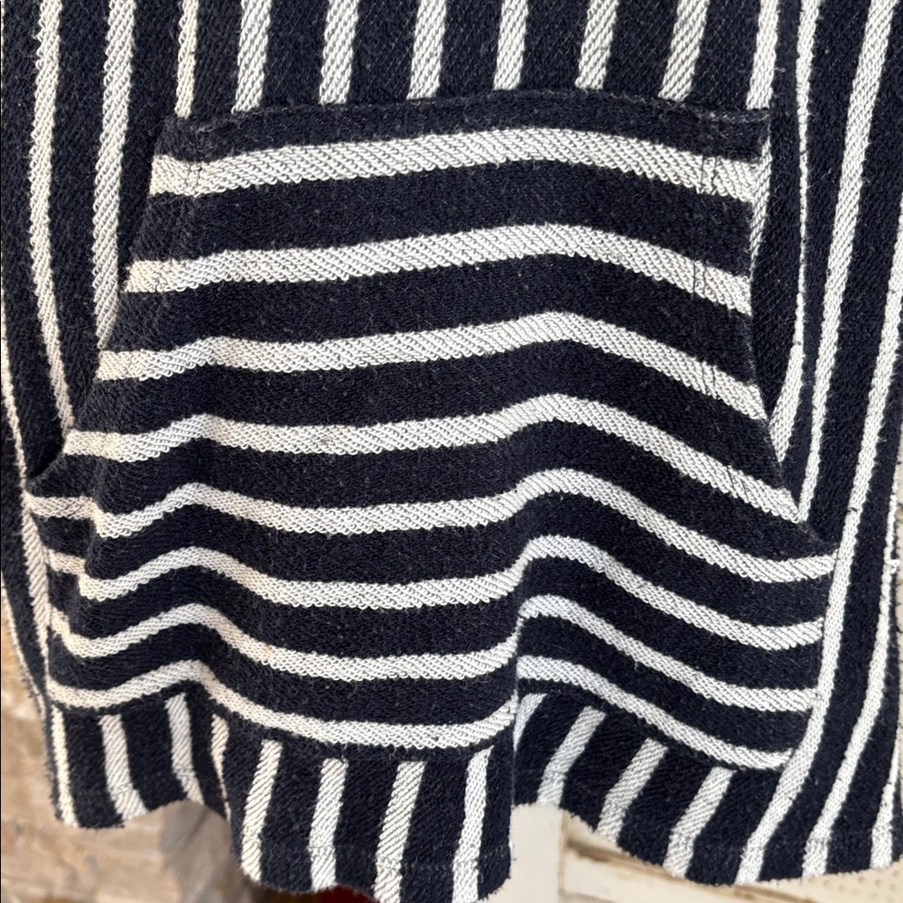 Soft Surroundings Offshore Pullover navy stripe hooded kangaroo pocket nautical - Picture 7 of 16